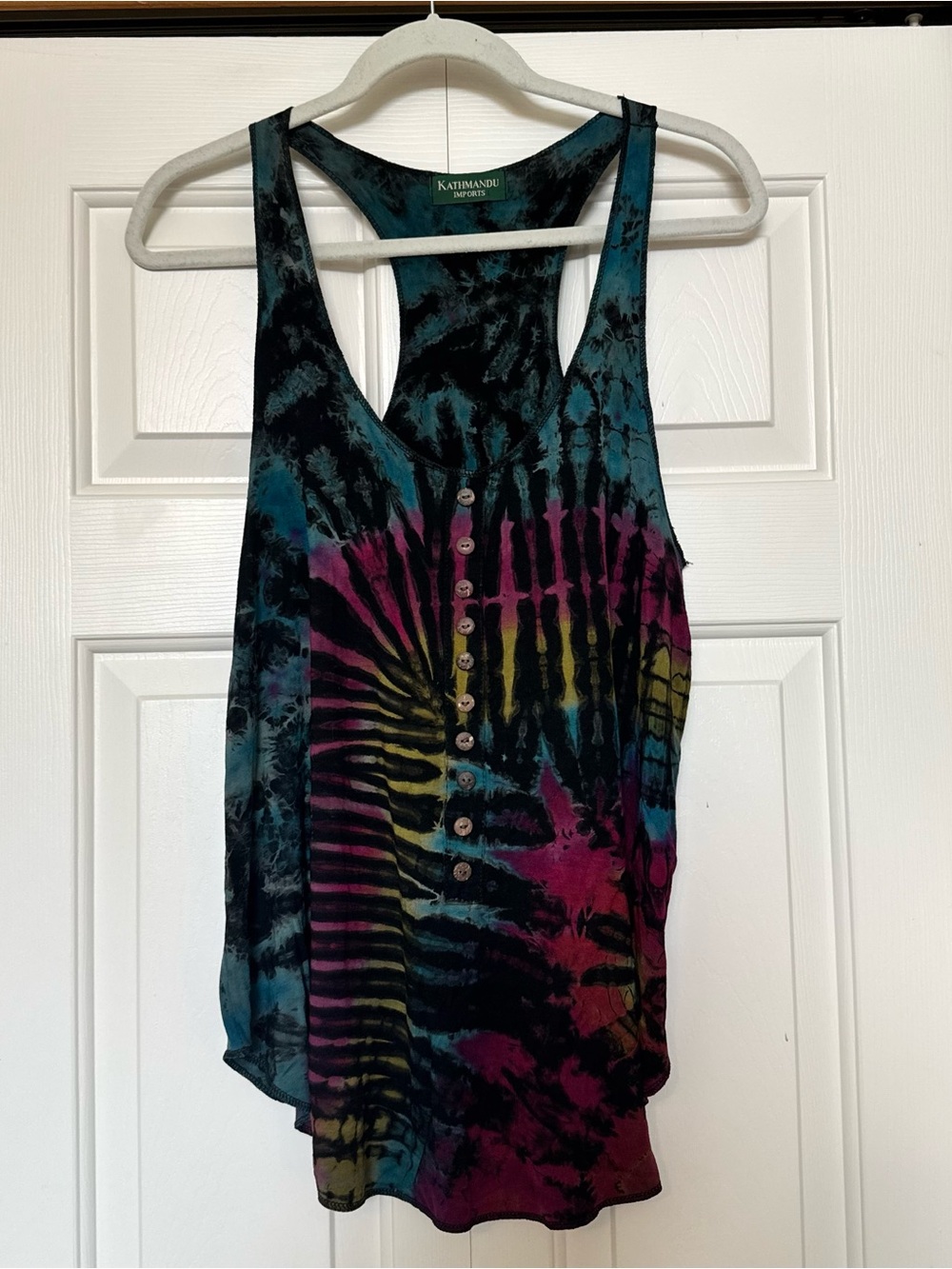 Kathmandu Imports Women's Henley Tie-Dye Tank Top